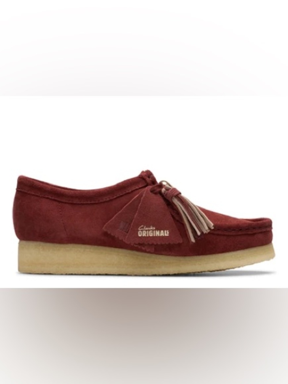 Clarks NWT Women’s Wallabee Cup Deep Red Suede Tassel Loafers
